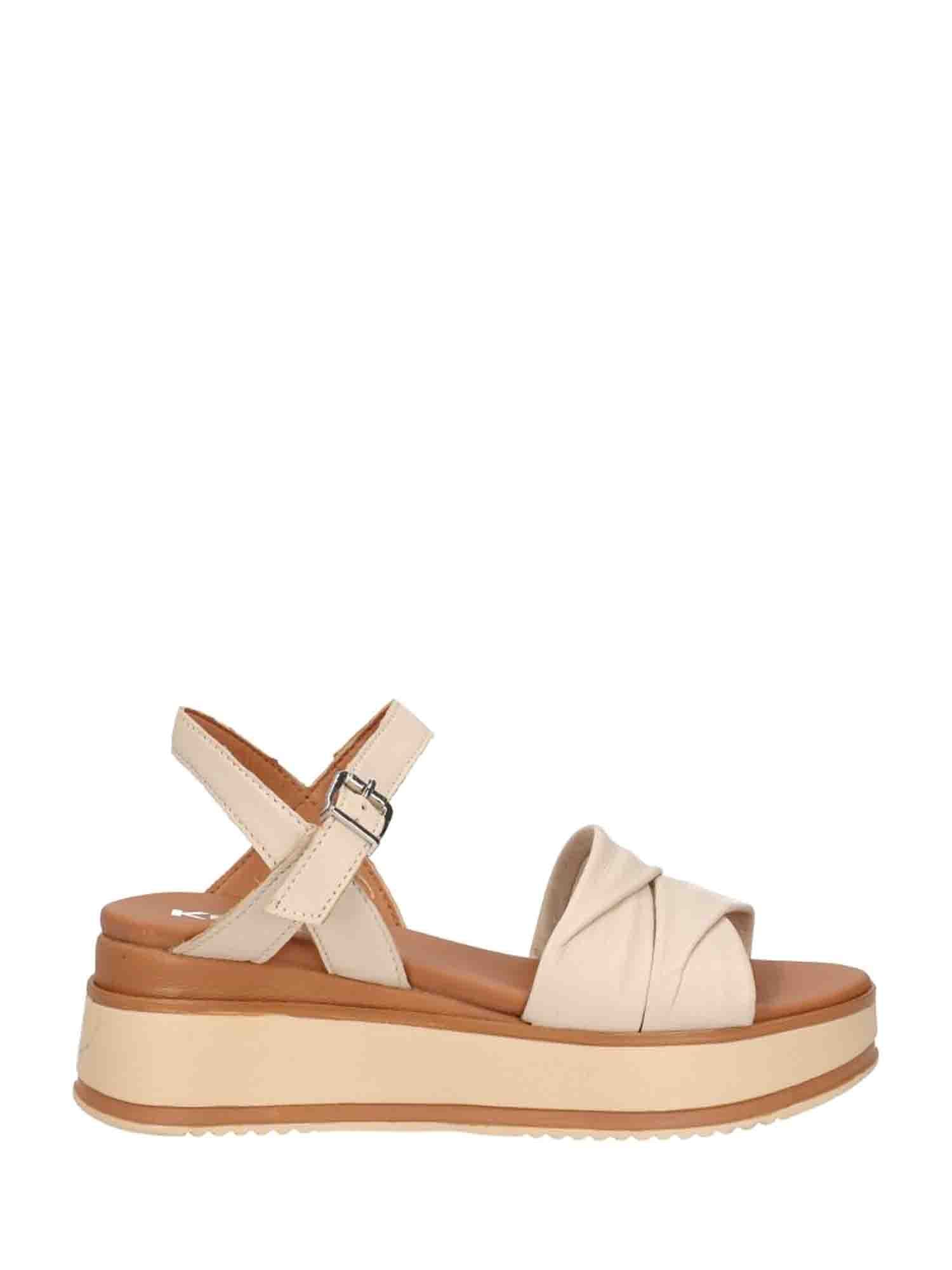 Sandali zeppa Beige Keys