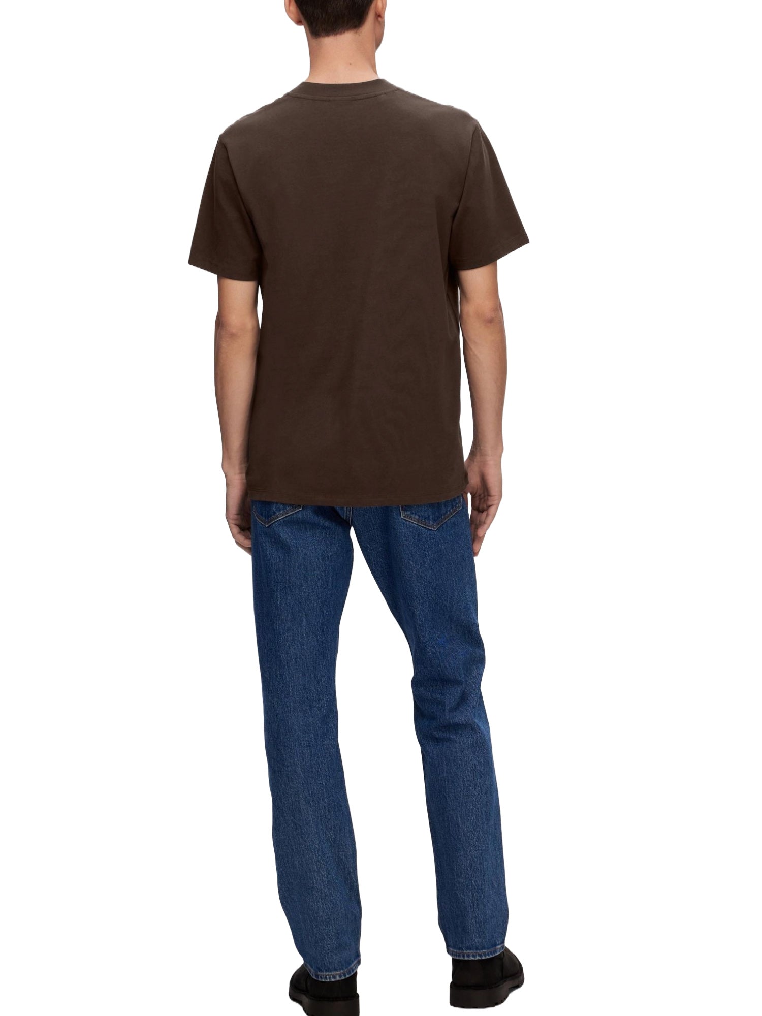 T-shirt Marrone Selected Homme Black