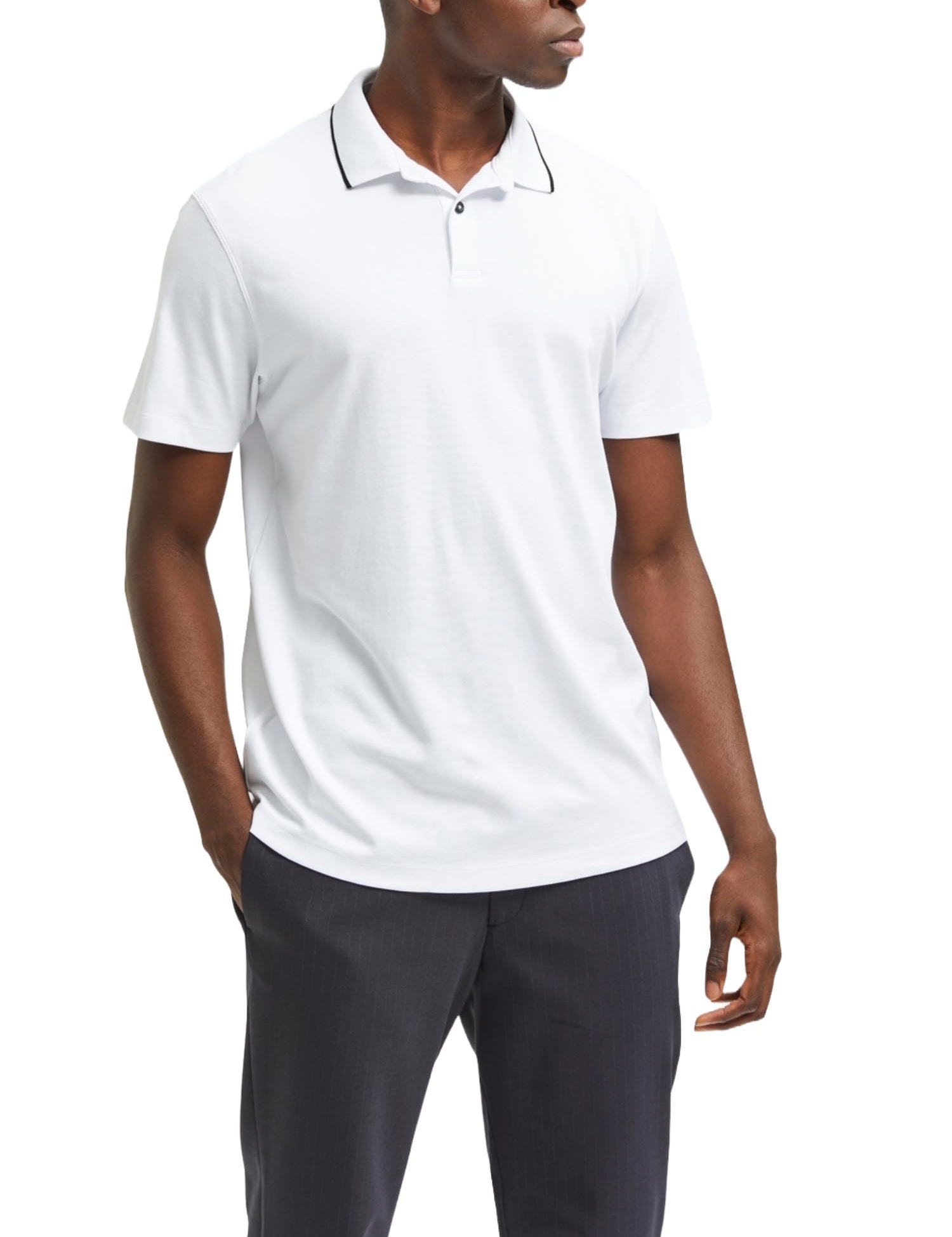 Polo Bianco Selected Homme Black