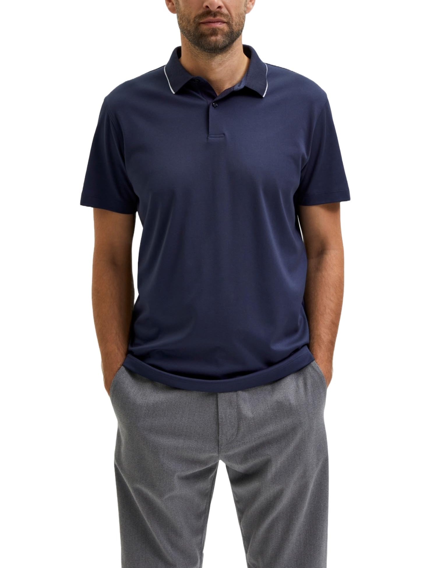 Polo Blu Selected Homme Black