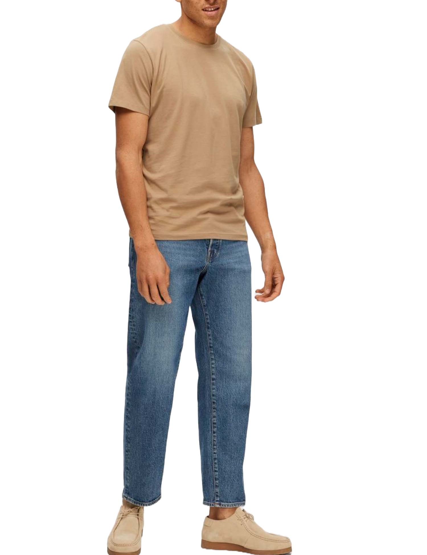 T-shirt Beige Selected Homme Black