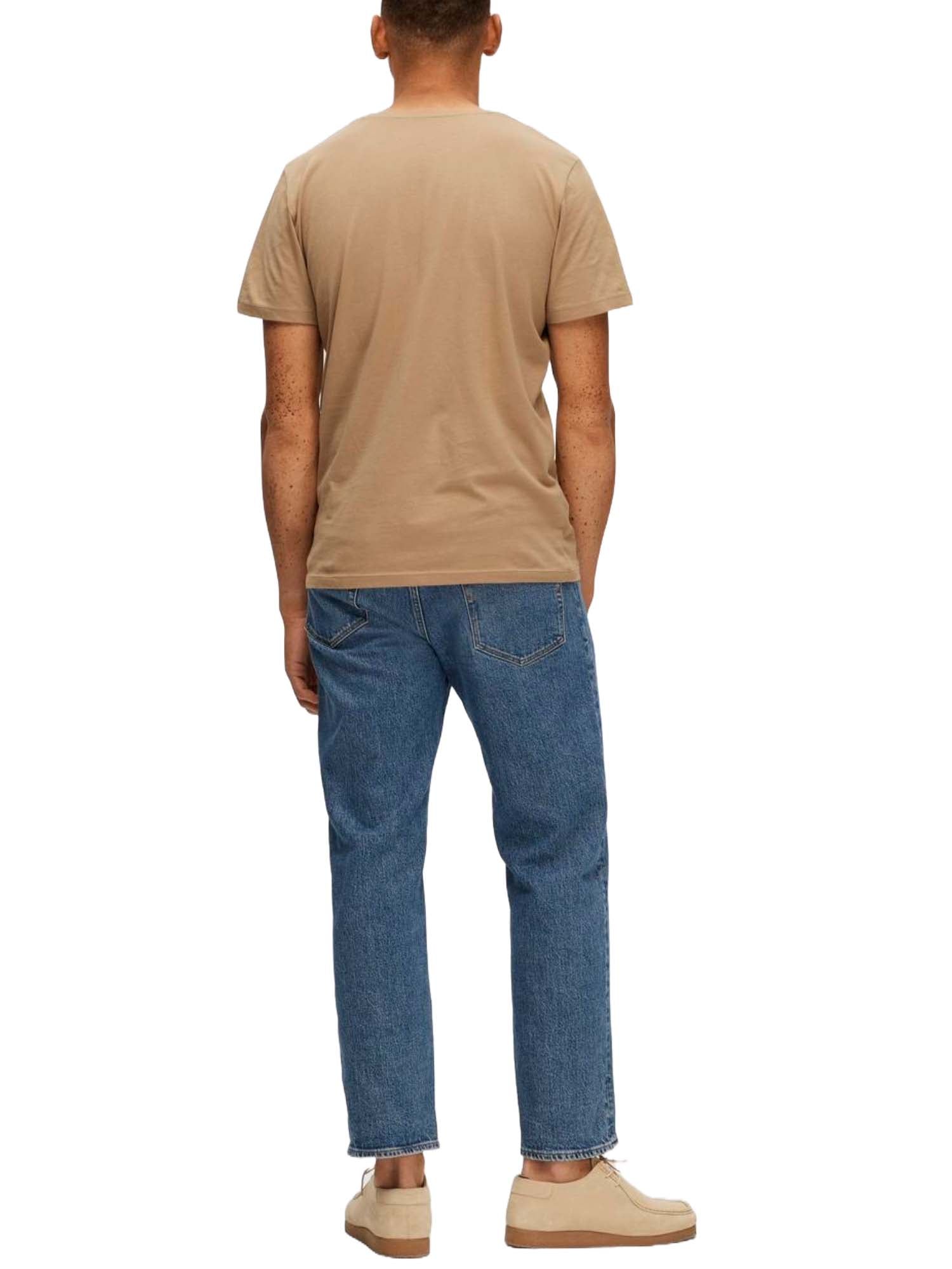T-shirt Beige Selected Homme Black