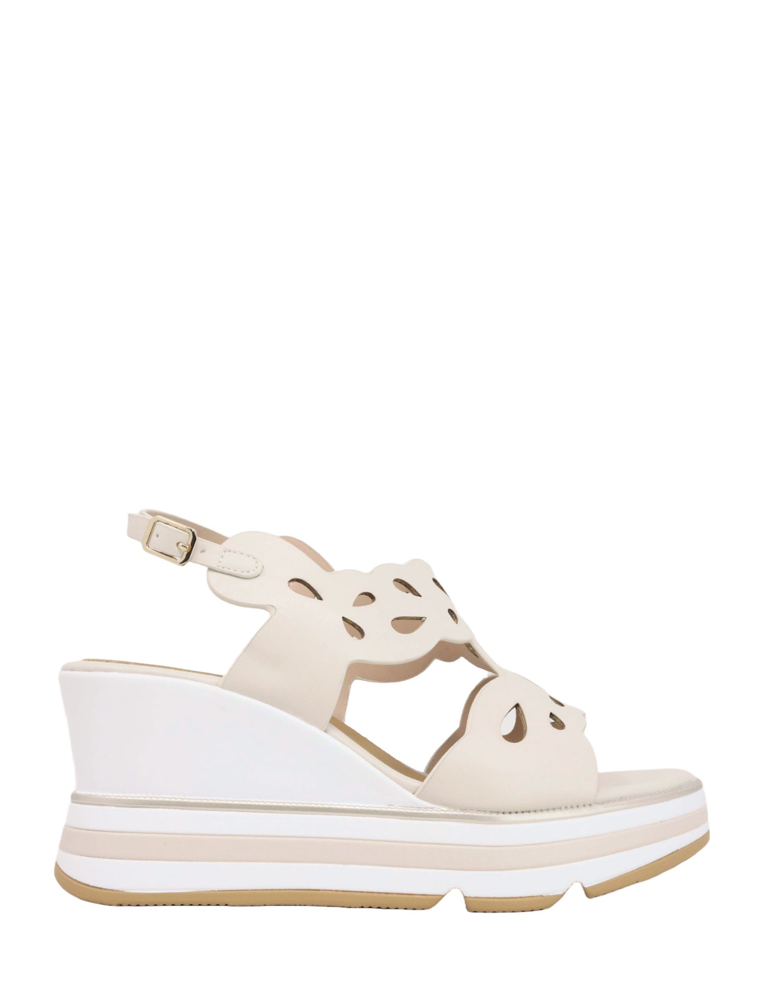Sandali zeppa Beige Keys