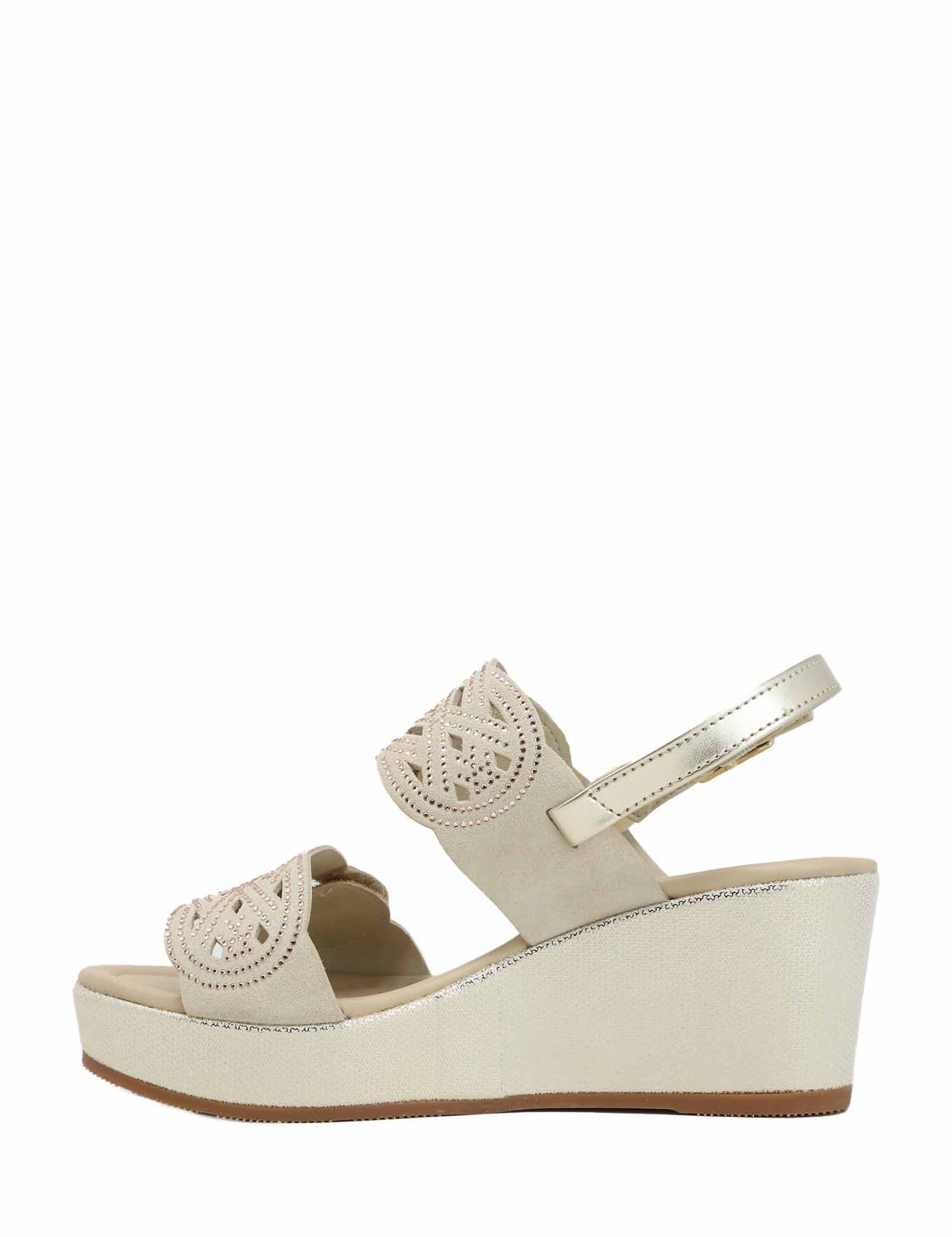 Sandali zeppa Beige Valleverde