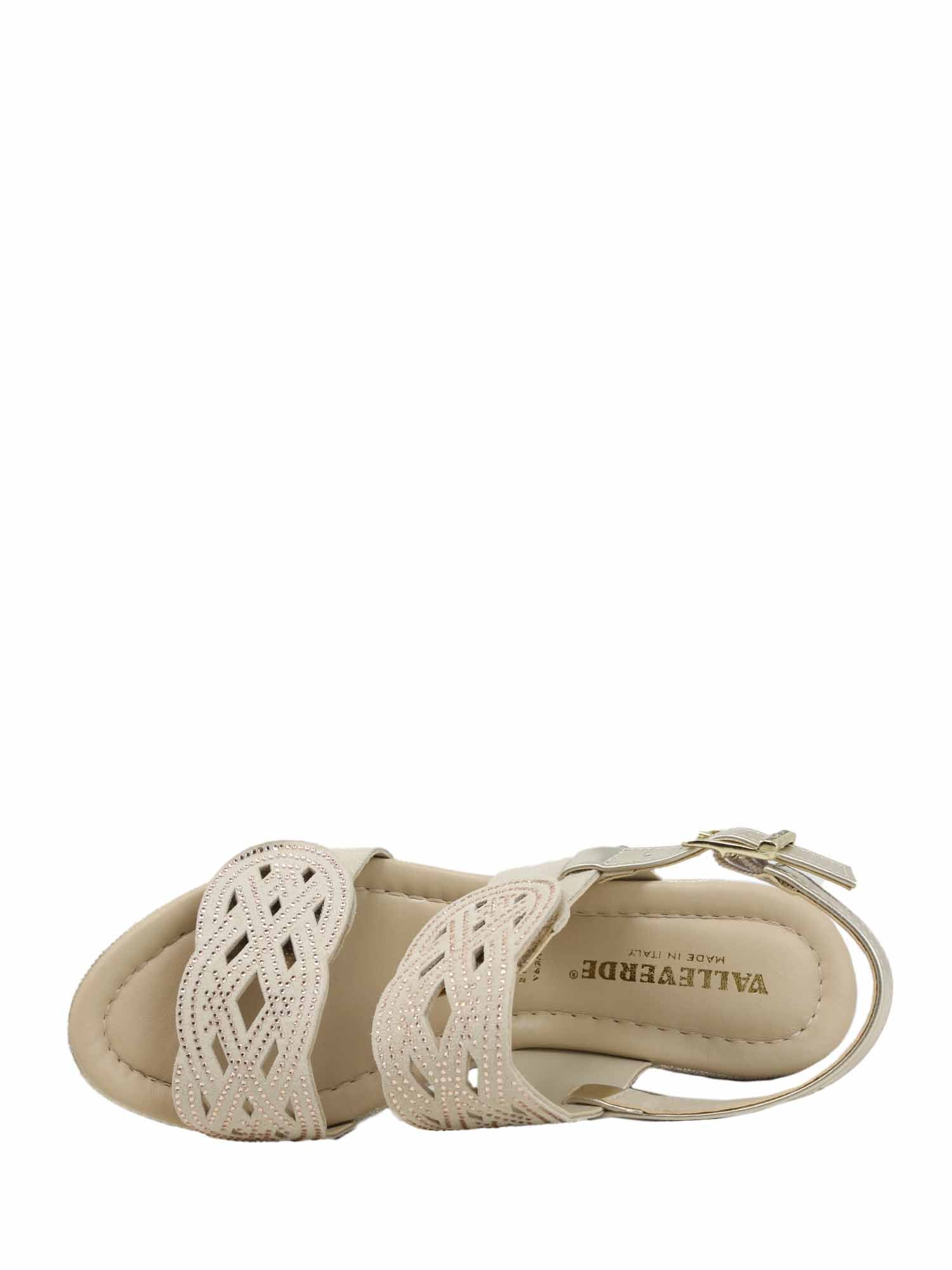 Sandali zeppa Beige Valleverde
