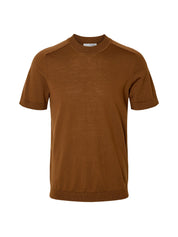 T-shirt Marrone Selected Homme Black