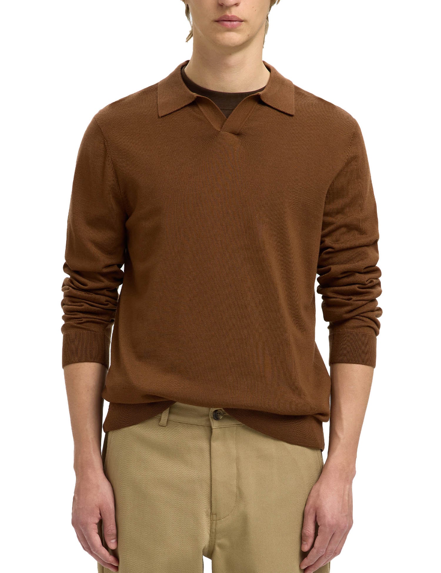 Polo Marrone Selected Homme Black