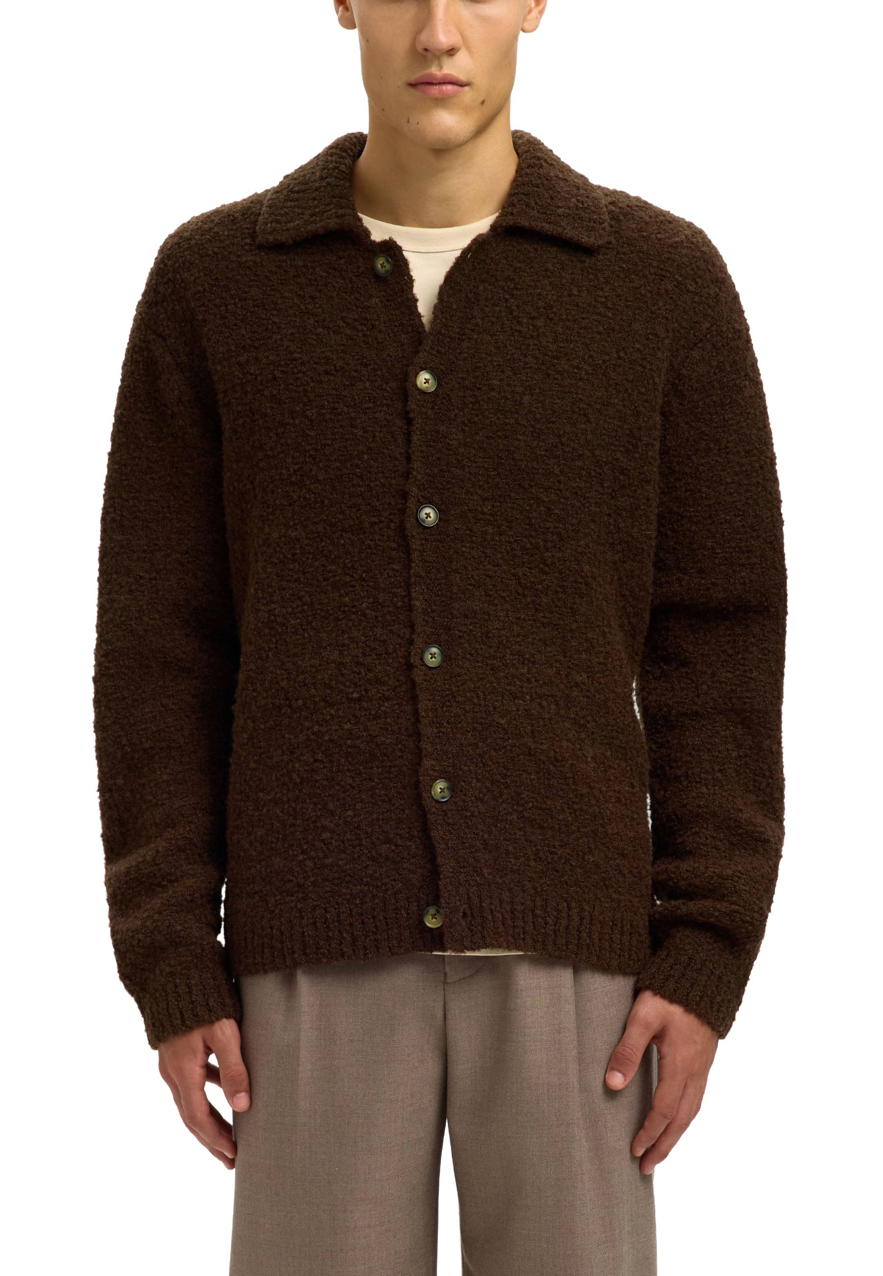 Cardigan Marrone Selected Homme Black