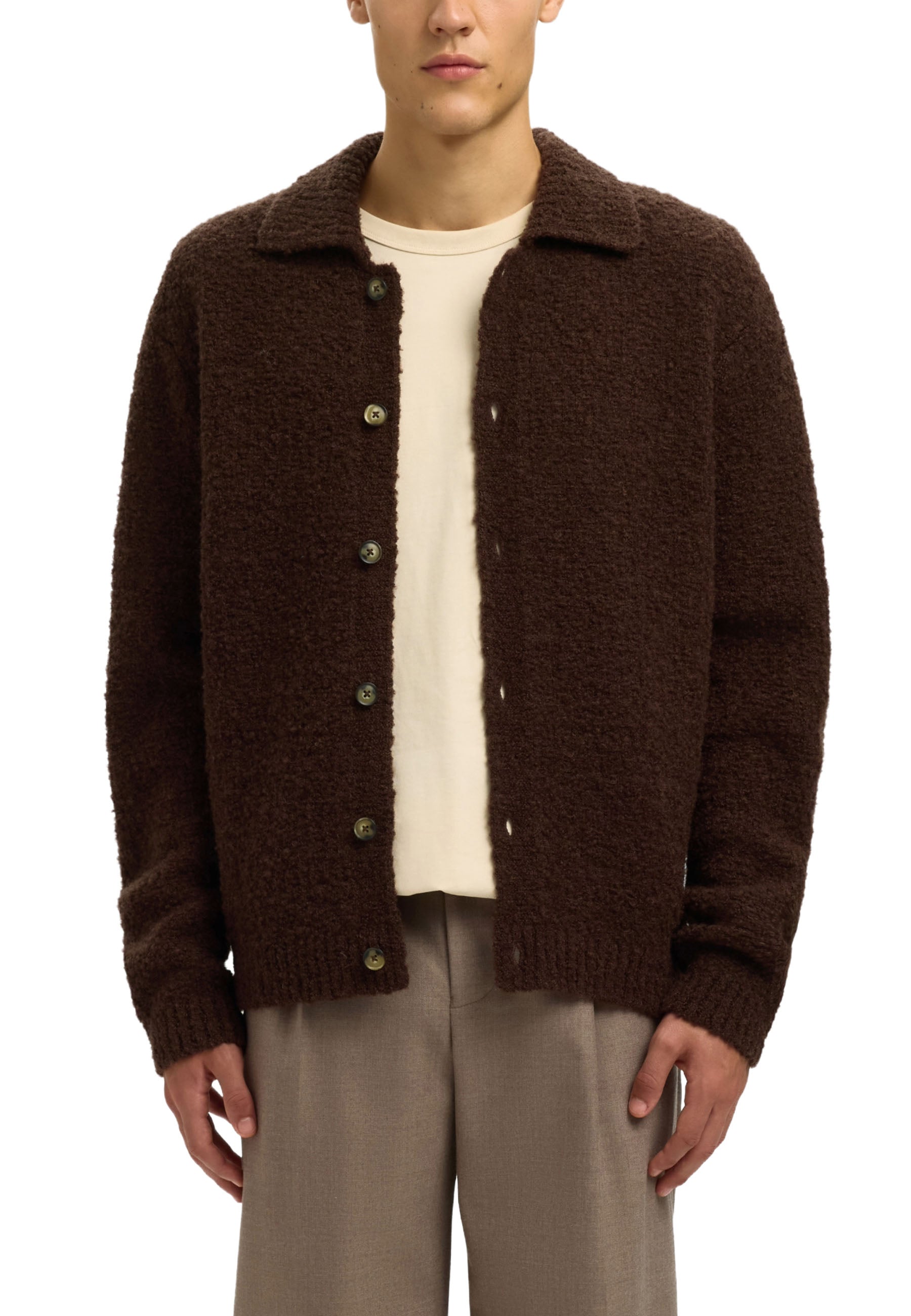 Cardigan Marrone Selected Homme Black