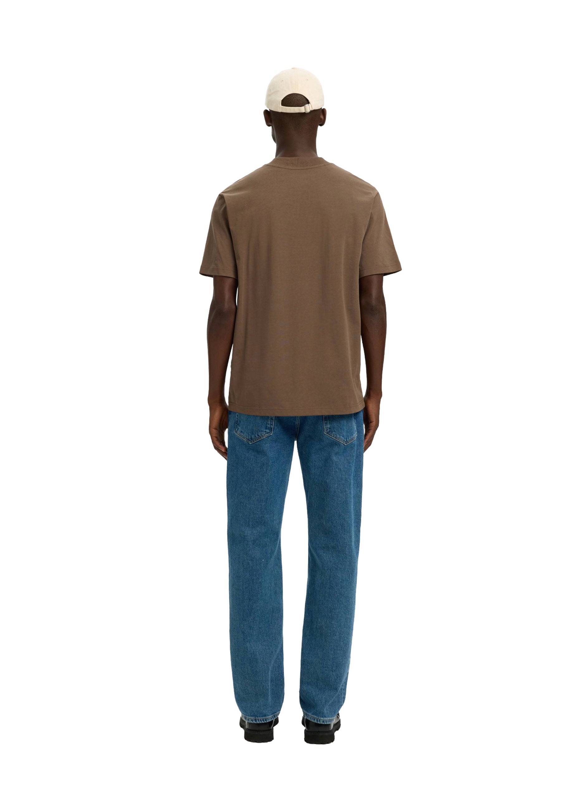 T-shirt Marrone Selected Homme Black