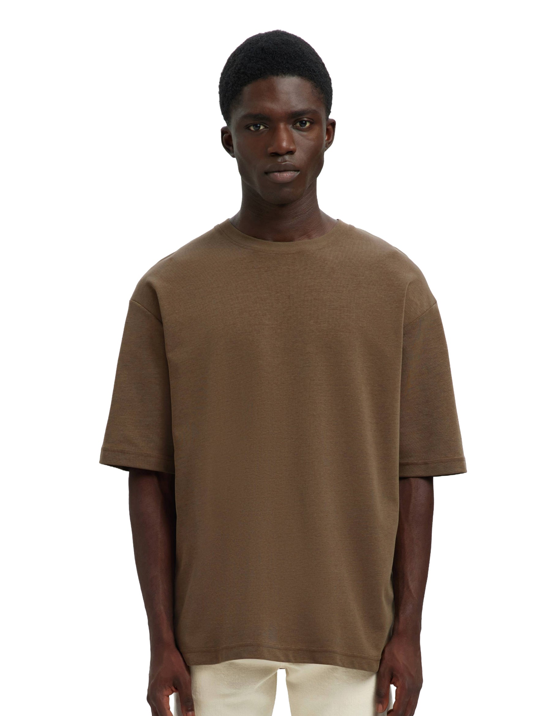 T-shirt Marrone Selected Homme Black