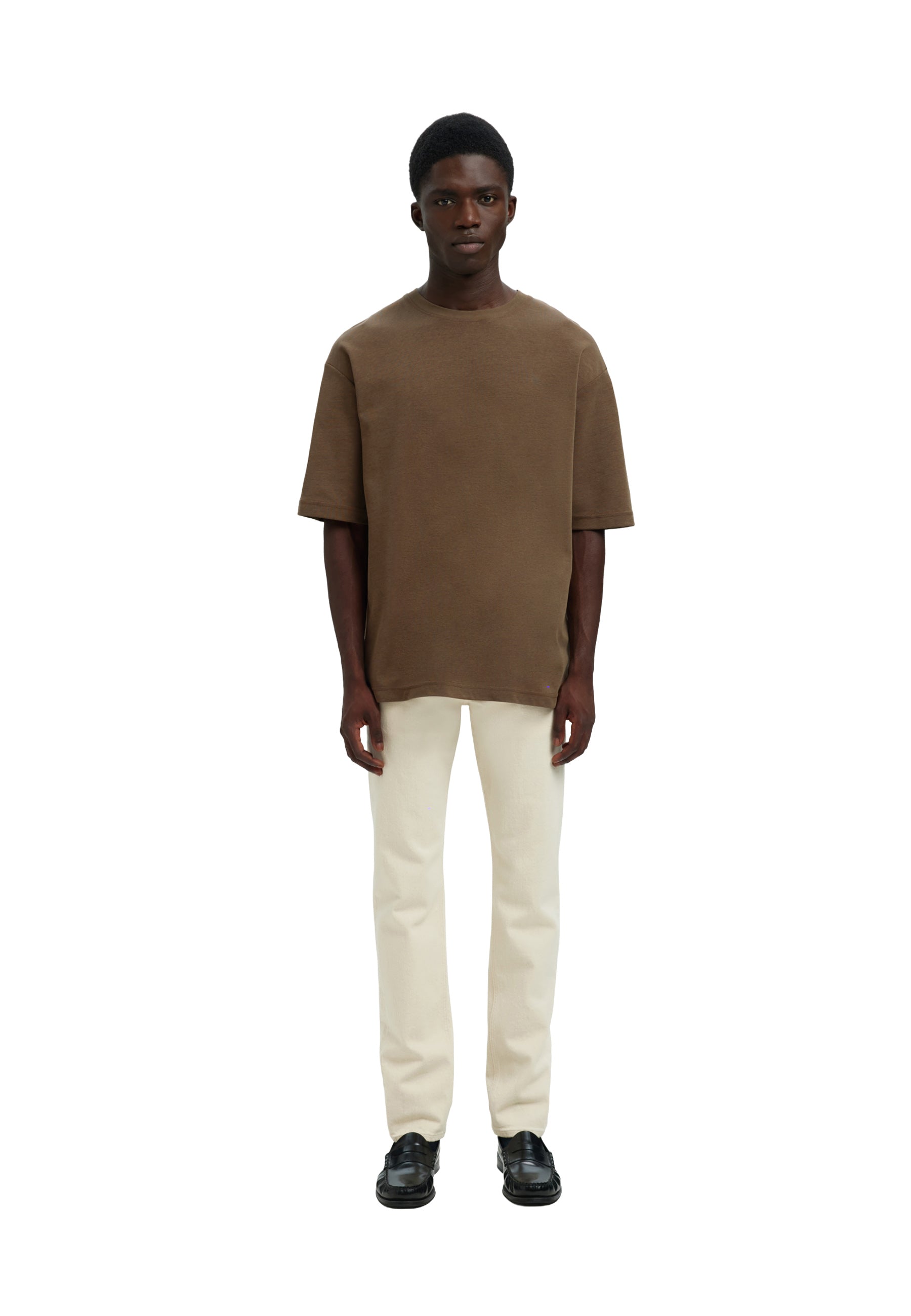 T-shirt Marrone Selected Homme Black