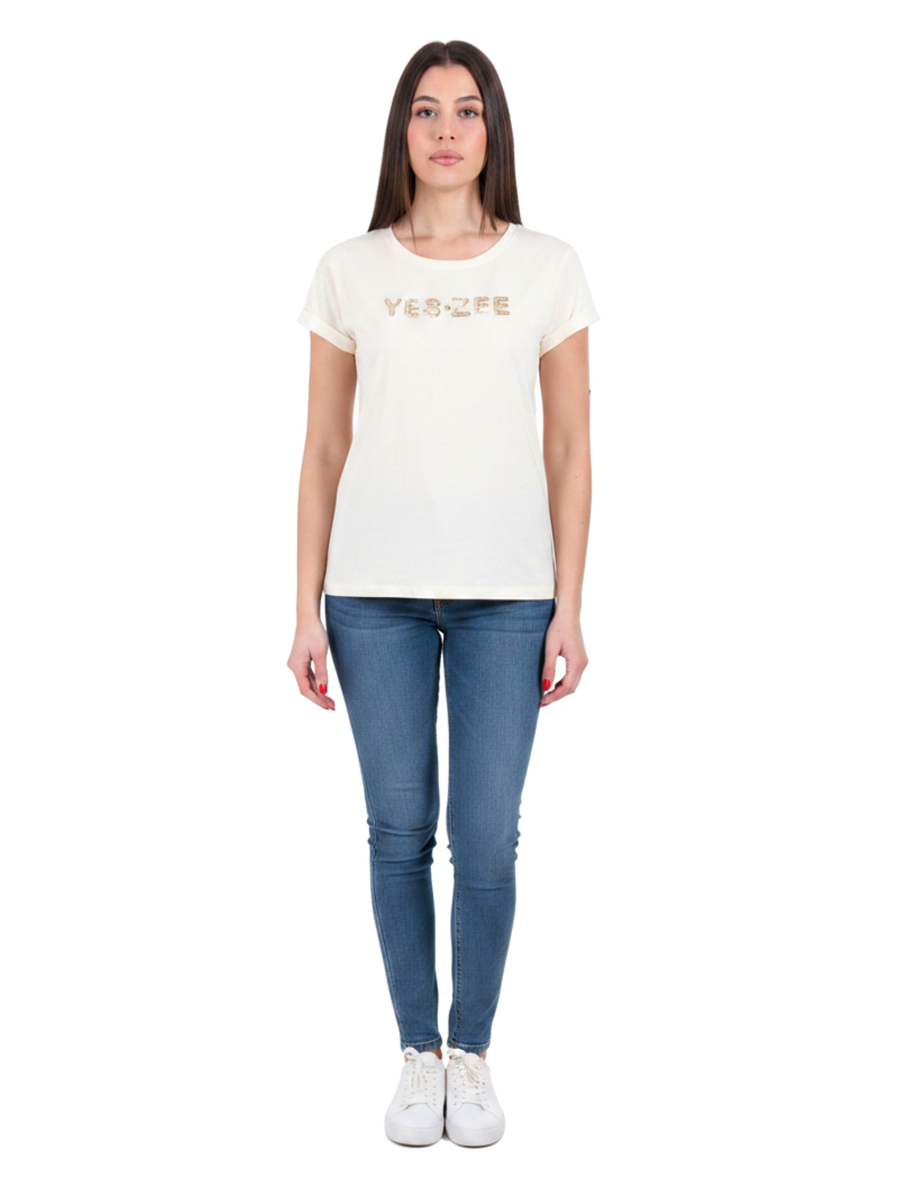 T-shirt Avorio Yes-zee