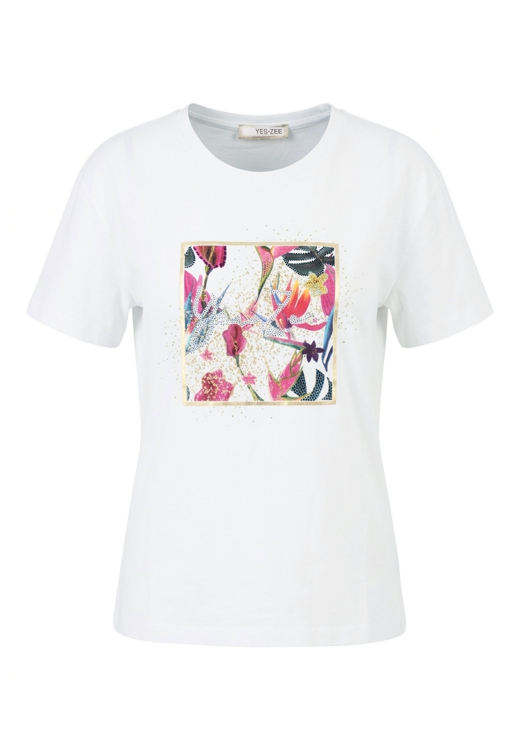 T-shirt Bianco Rosa Yes-zee