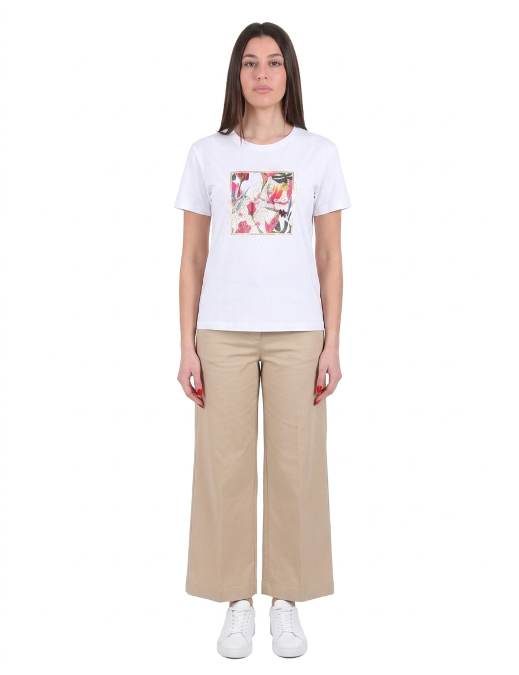 T-shirt Bianco Rosa Yes-zee