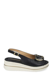 Sandali zeppa Nero Bianco Valleverde