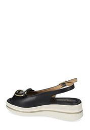 Sandali zeppa Nero Bianco Valleverde
