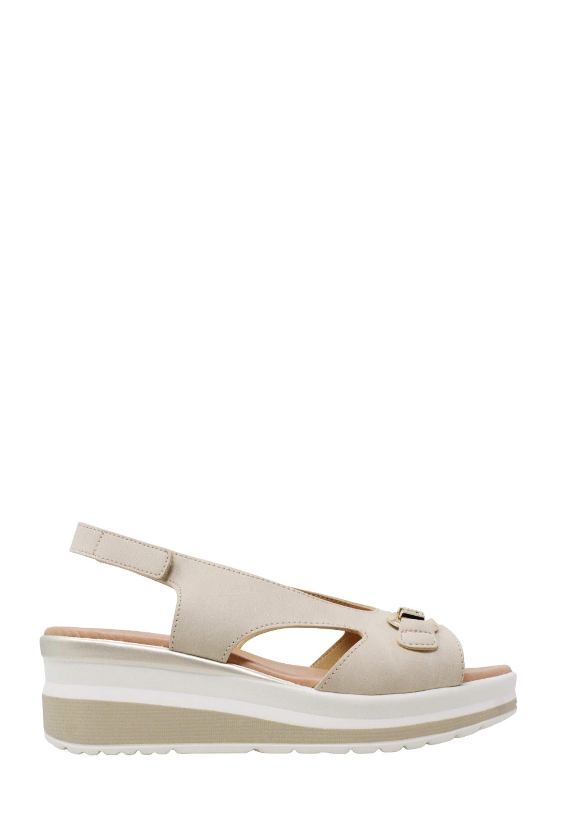 Sandali zeppa Beige Valleverde