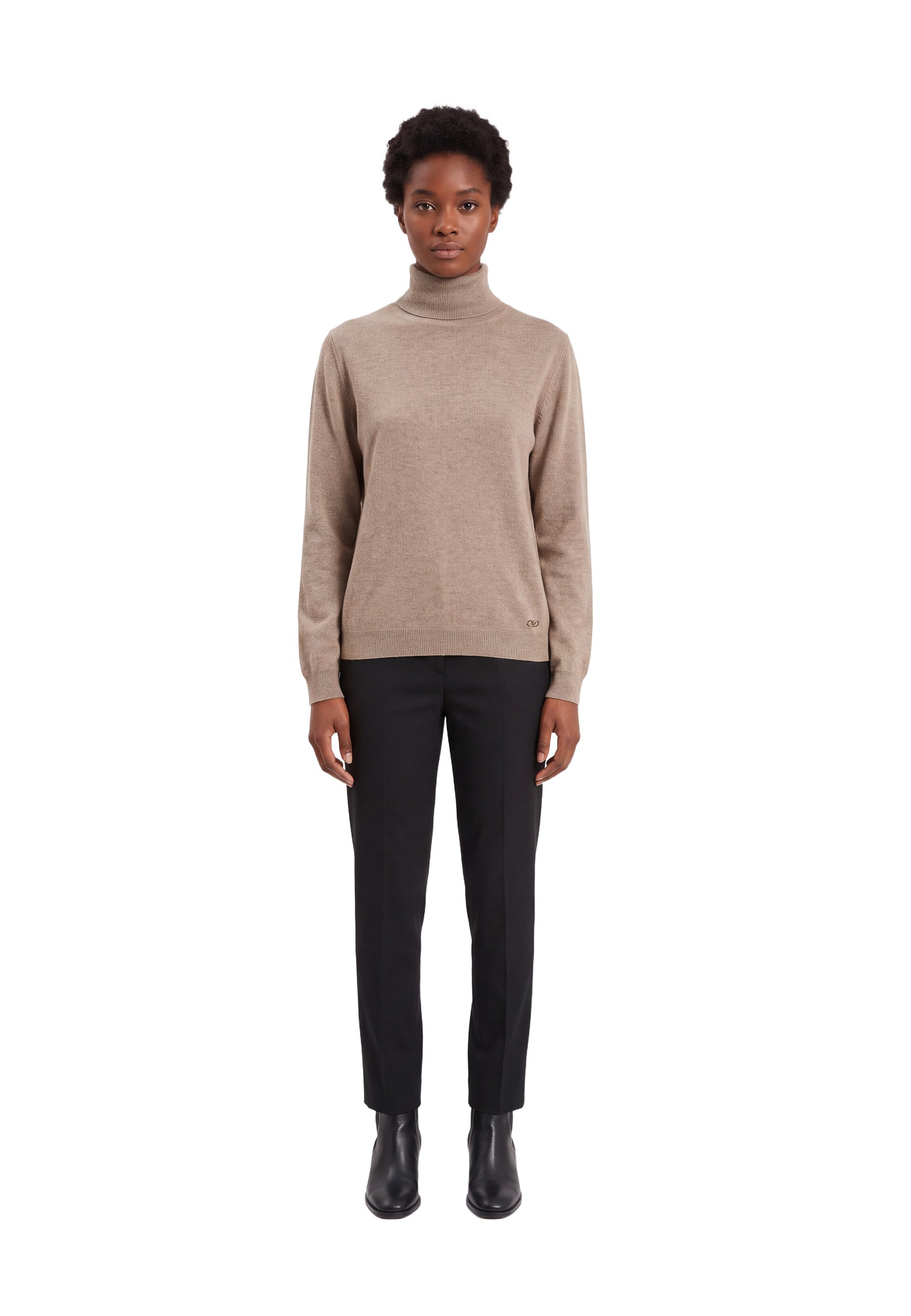 Maglia a collo alto Beige Yes-zee