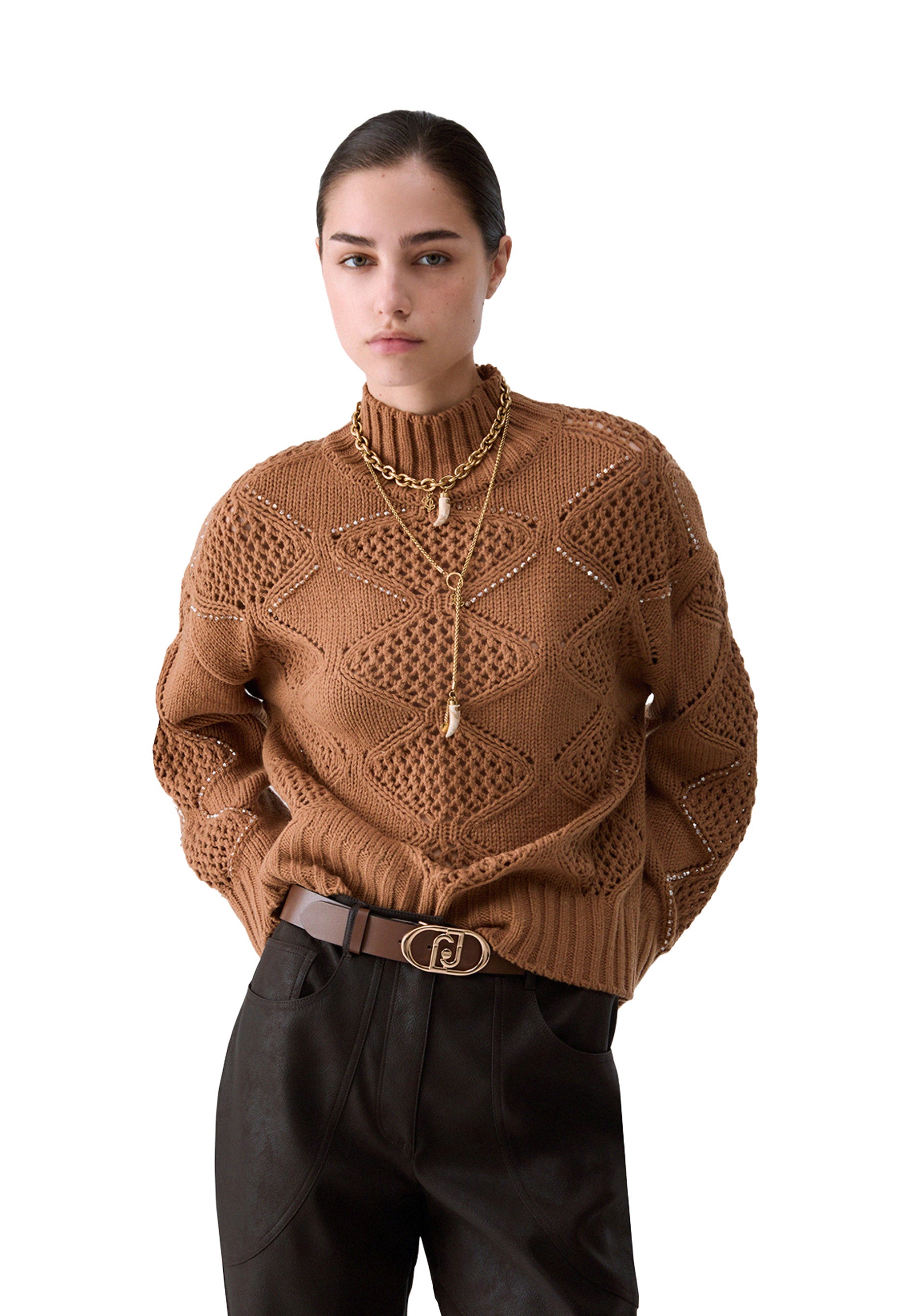 Maglia a collo alto Beige Liu-jo