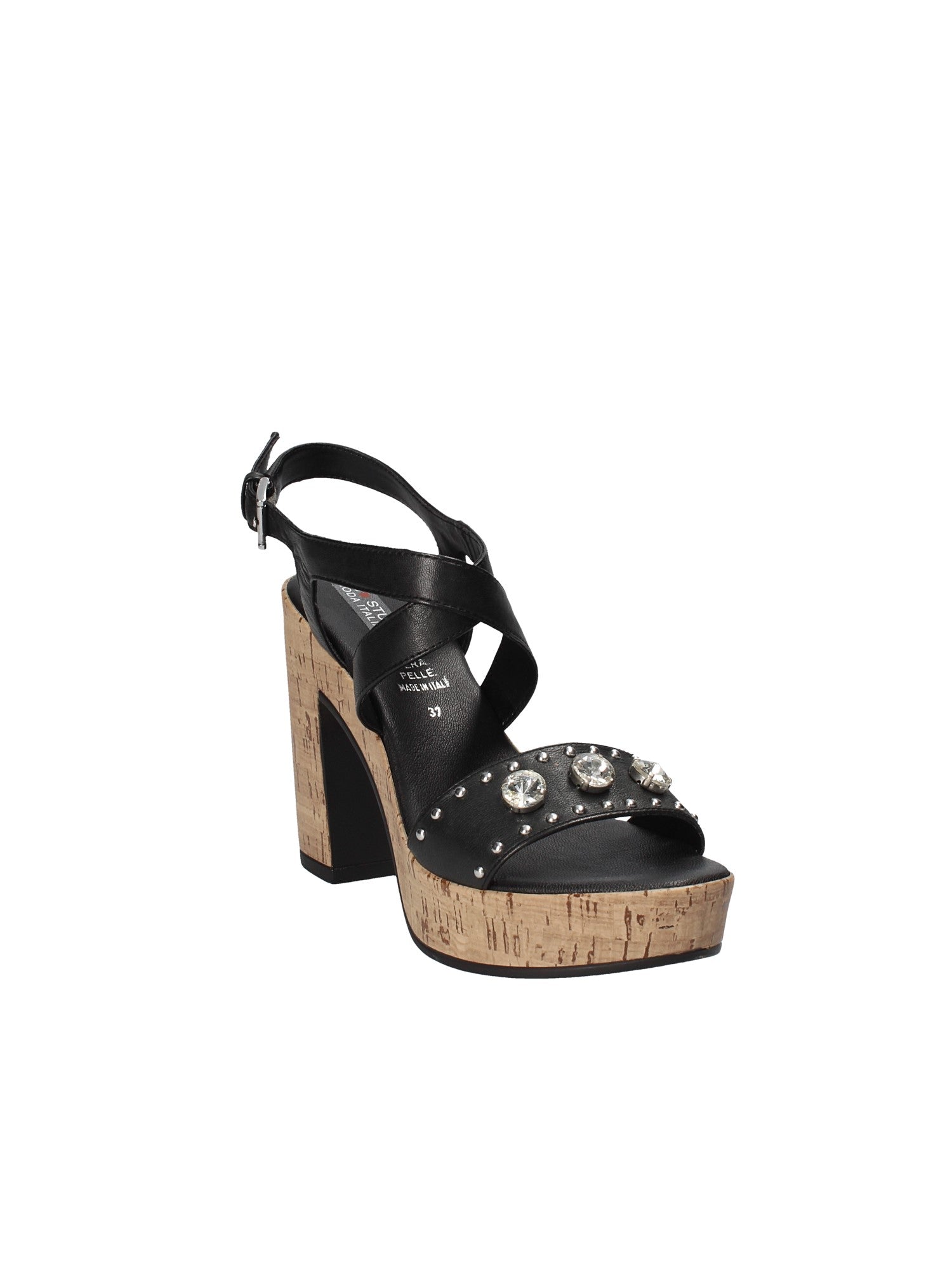 Sandali zeppa Nero Grace Shoes