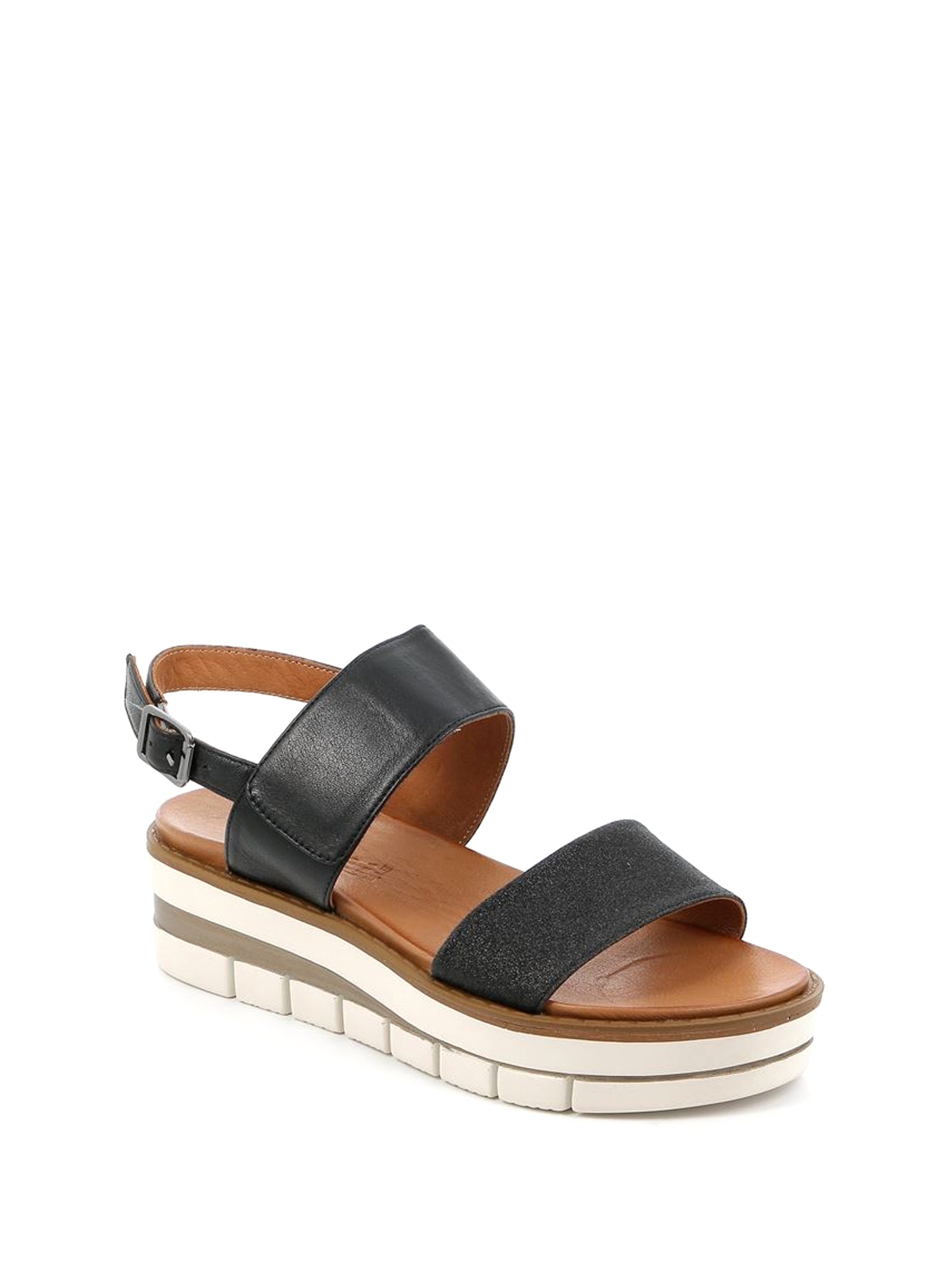 Sandali zeppa Nero Grunland