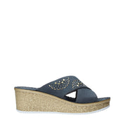 Sandali zeppa Blu Grunland