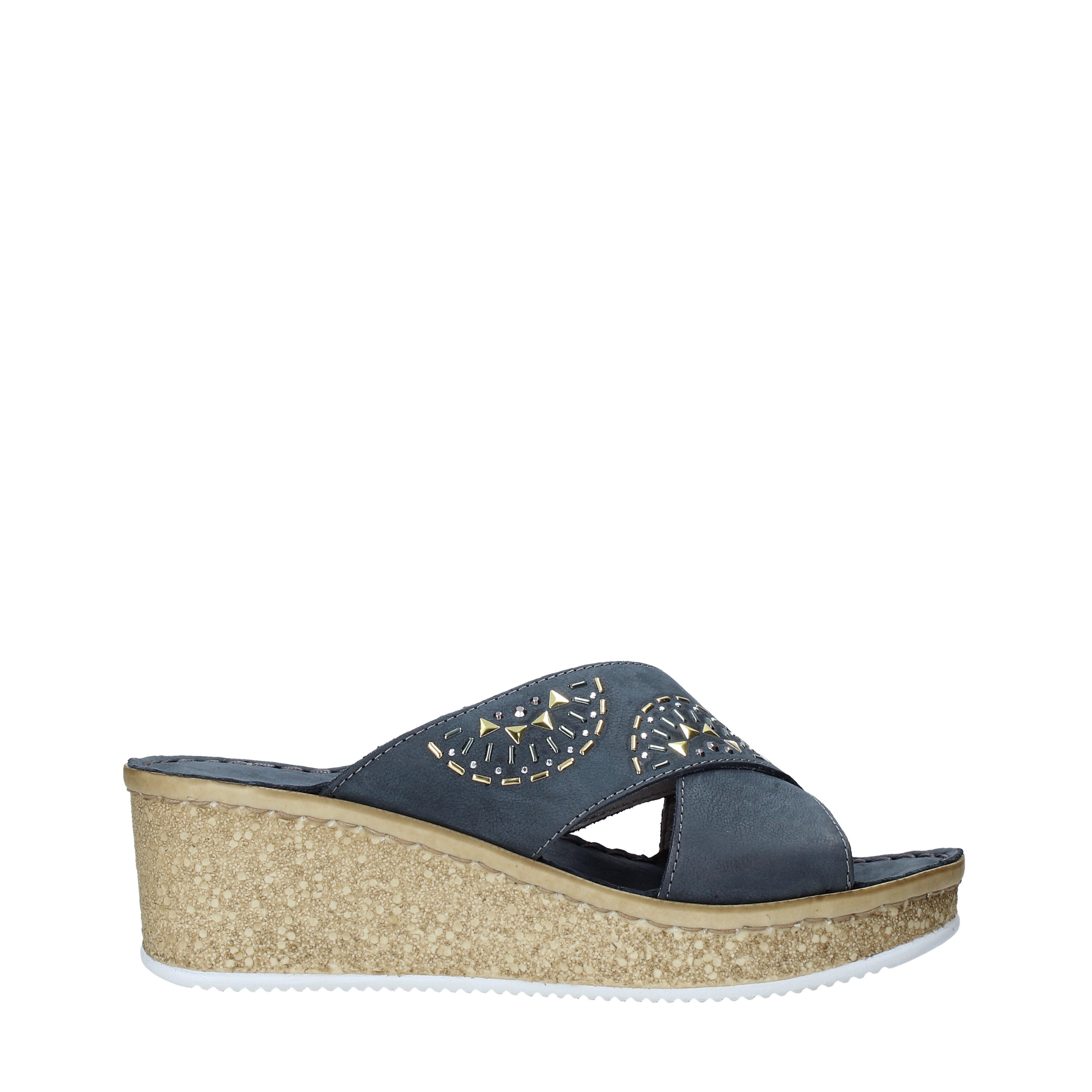 Sandali zeppa Blu Grunland