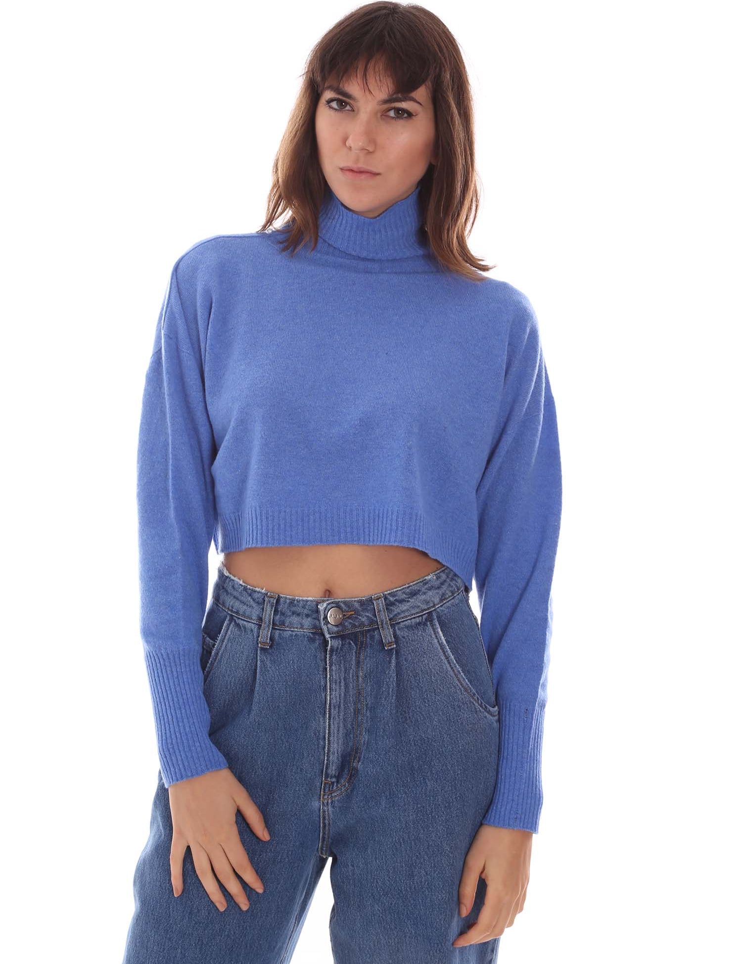 Maglie a collo alto Blu Chiaro Pianura Studio