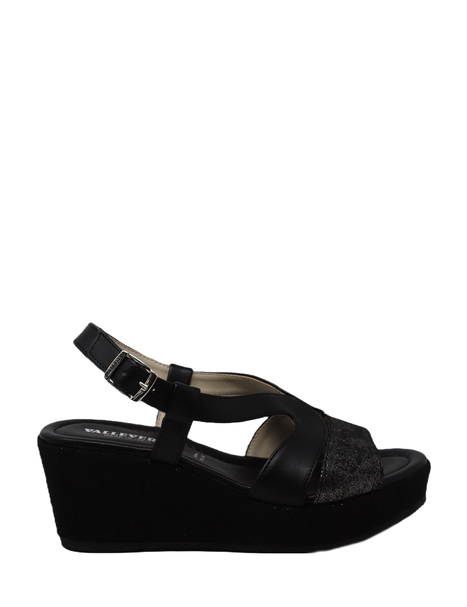 Sandali zeppa Nero Valleverde