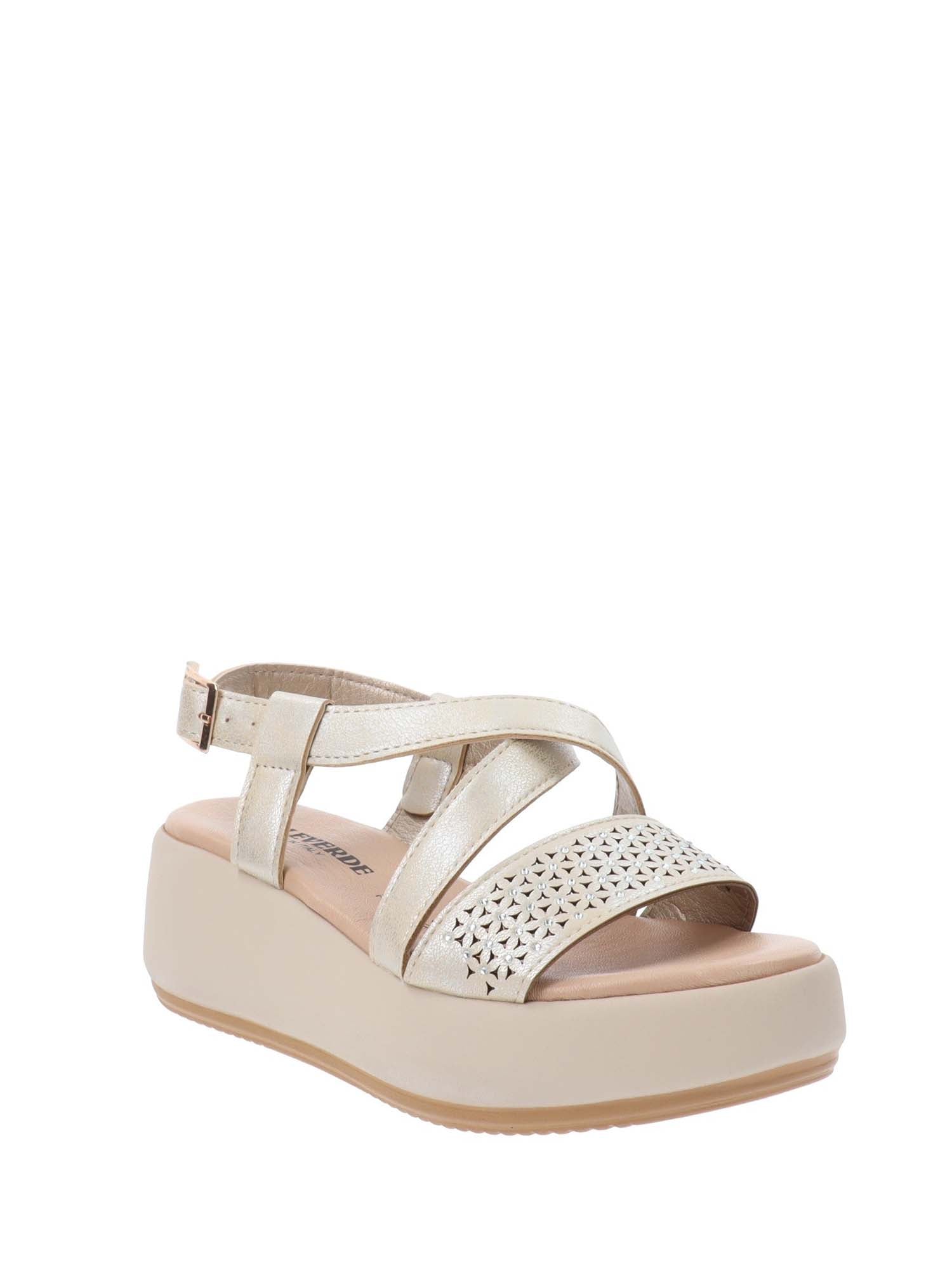 Sandali zeppa Beige Valleverde