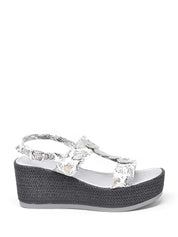 Sandali zeppa Bianco Argento Cinzia Soft